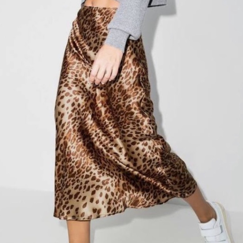 Reformation Pratt Leopard Silk Skirt